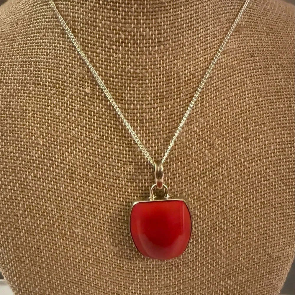 Chic Southwestern Jasper Sterling Silver Pendant w/ Sterling Plate Chain